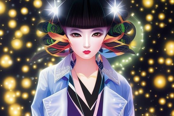 Gorgeous Japanese Lady in Sci-Fi Biopunk Style