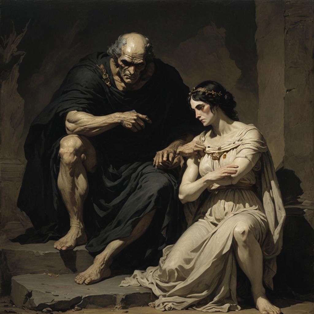 Oedipus Rex and Jocasta in Grimdark Style