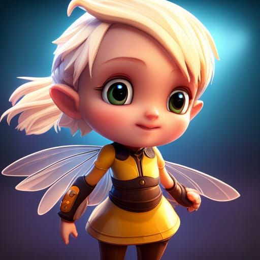 Adorable Bee Girl in Dark Fantasy Style