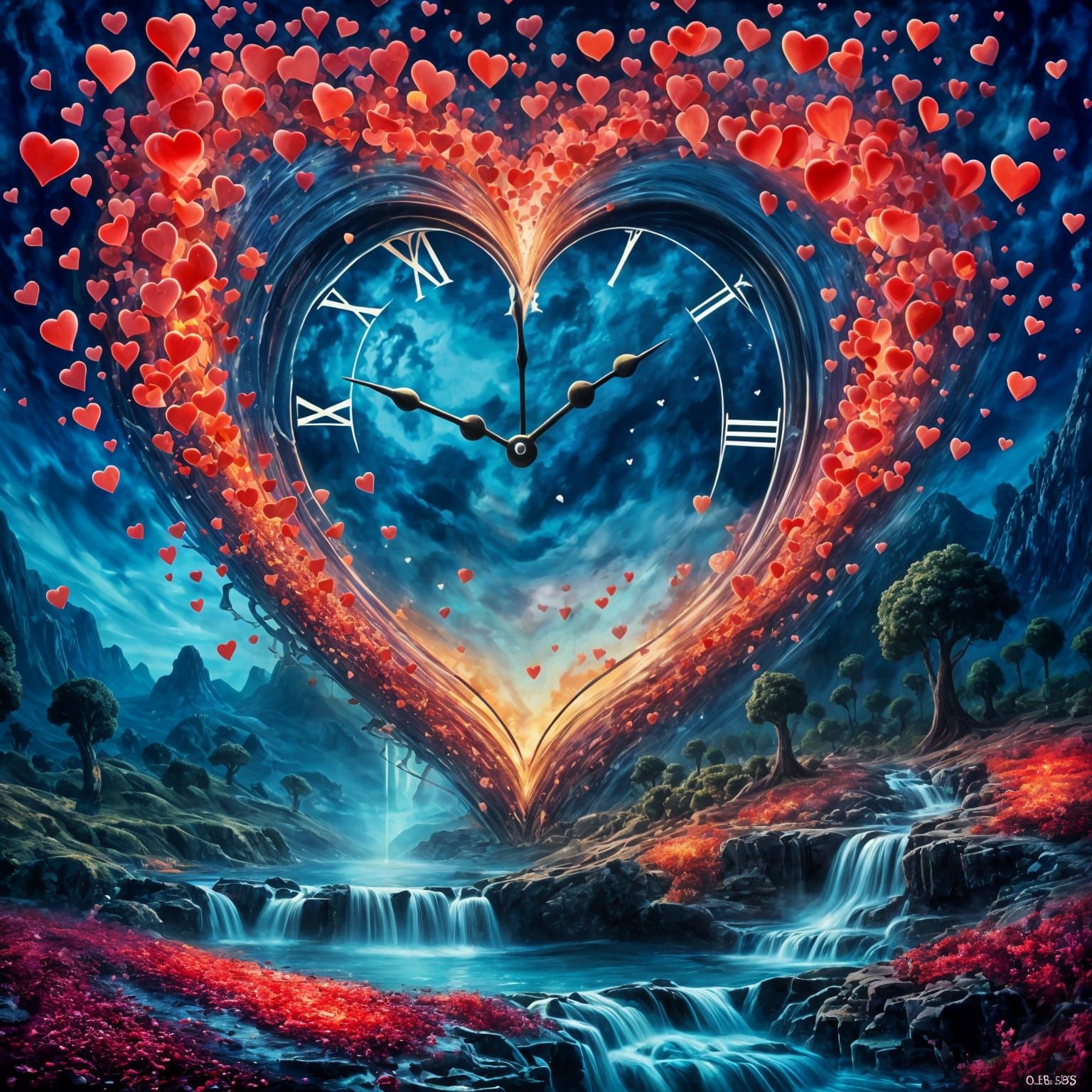 Surreal Hearts in Melting Oil, Dali Style