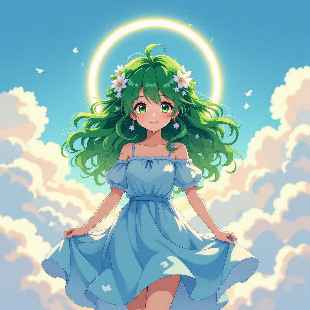 Planet Earth as a charming anime-style character