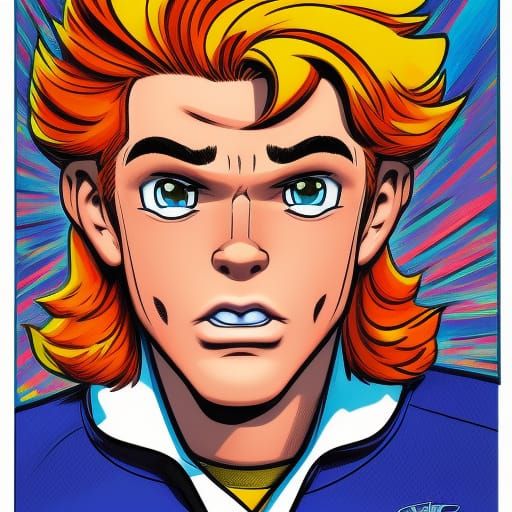 Hyperrealistic Portrait of Archie Andrews in Comic Art Style