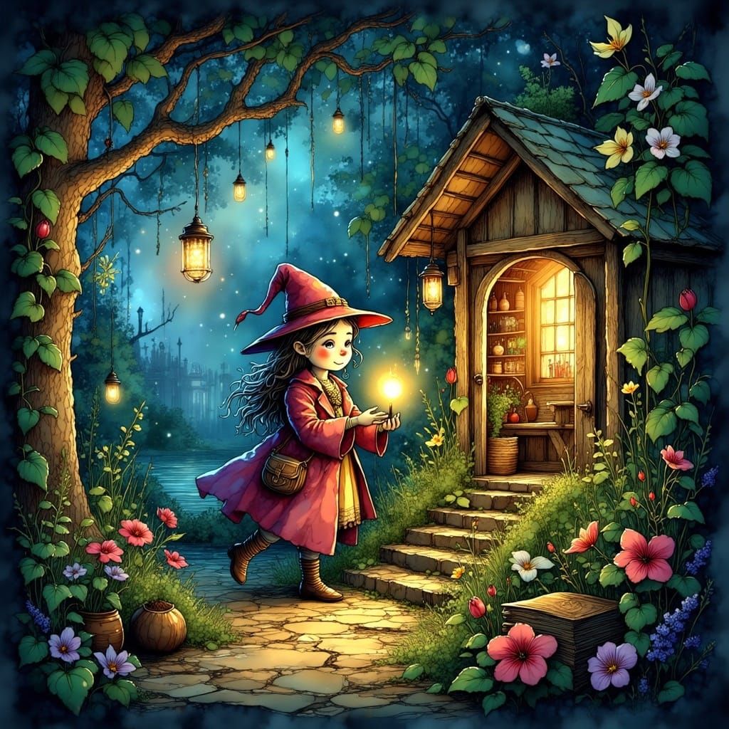 Whimsical Dark Academia Logo in Cozy Fantasy World