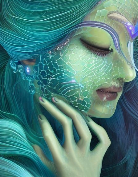 Ethereal Goddess in Shimmering Gown