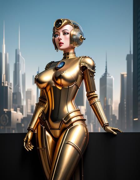 Metropolis Robot Maria in Retrofuturistic Style