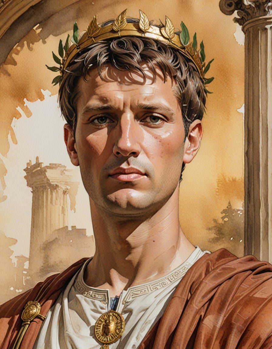 Roman Emperor Octavian Augustus in Golden Laurel Wreath