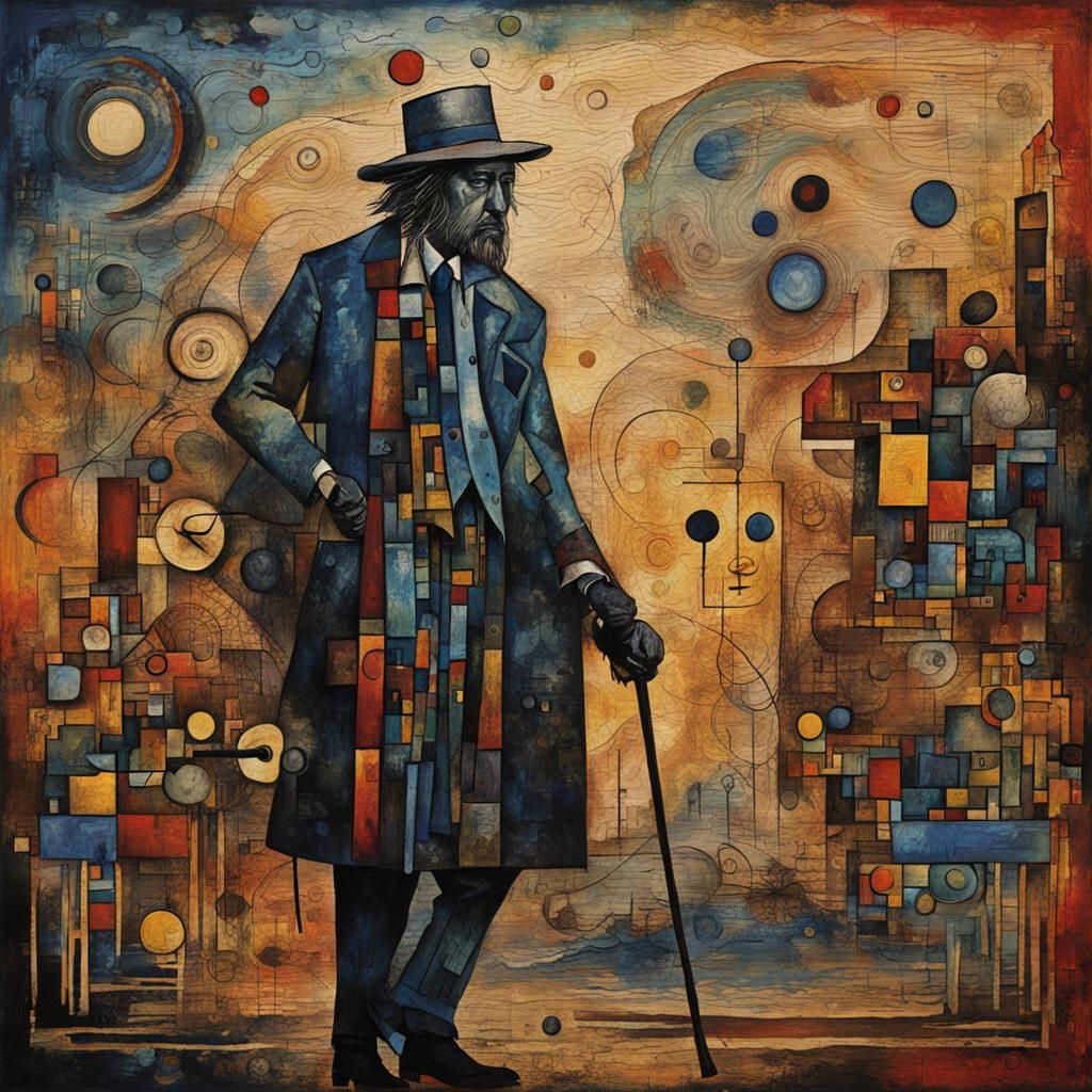 Contemplative Figure in Abstract Expressionist Style