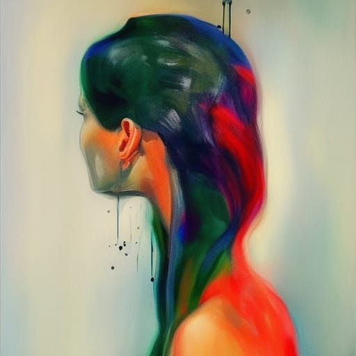 Blood Queen Portrait in Impasto Acrylic Painting Style