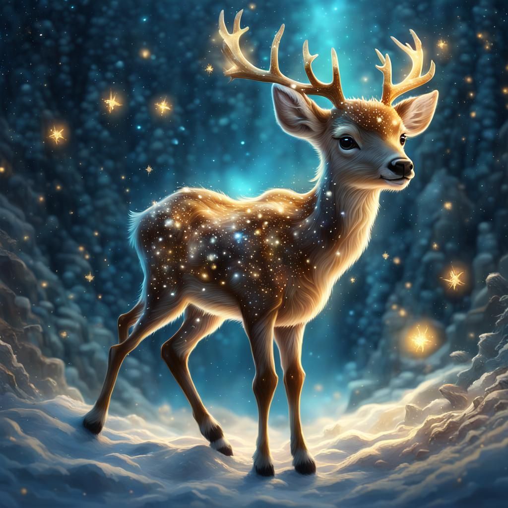 Adorable Spirit Deer Leaving Magic Glitter Wake