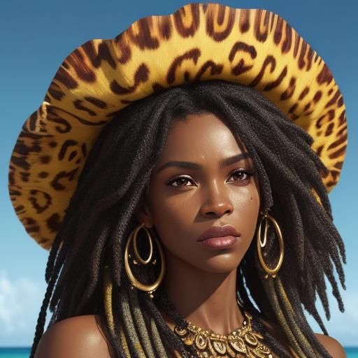 Caribbean Goddess in Vibrant Animal Print Dress