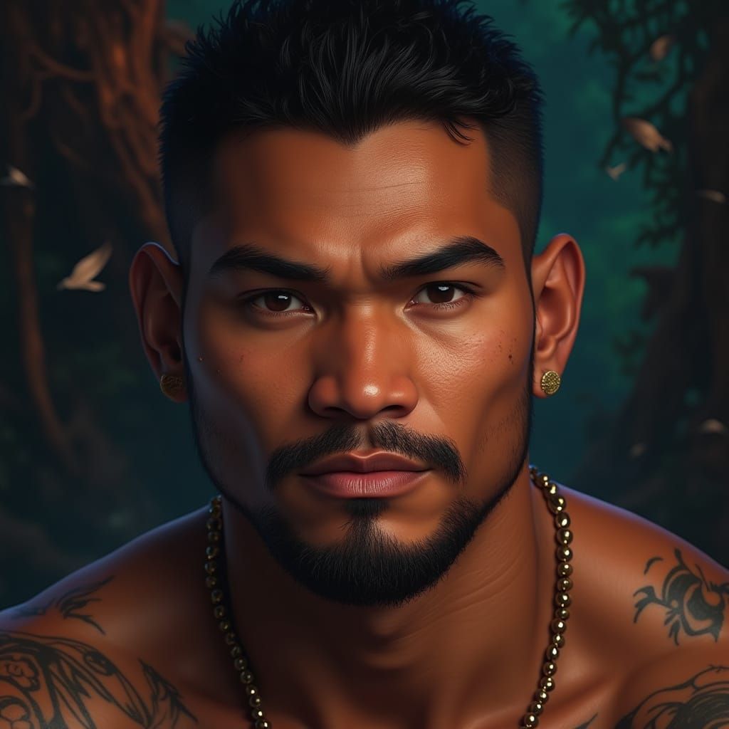 Majestic Pacific Islander Hero in Unreal Engine 5 Fantasy Ar...