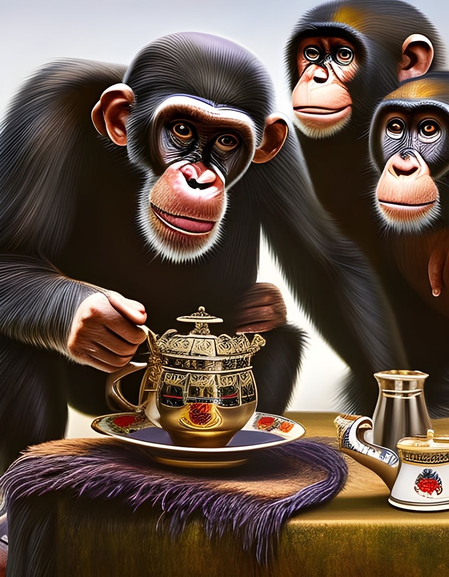 chimps serving tea