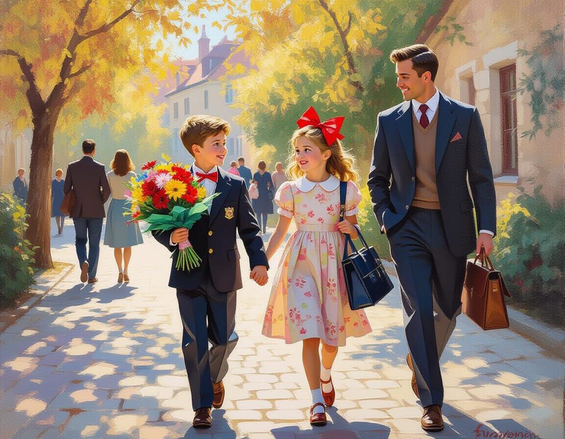 First Day of School: An Impressionist Painting