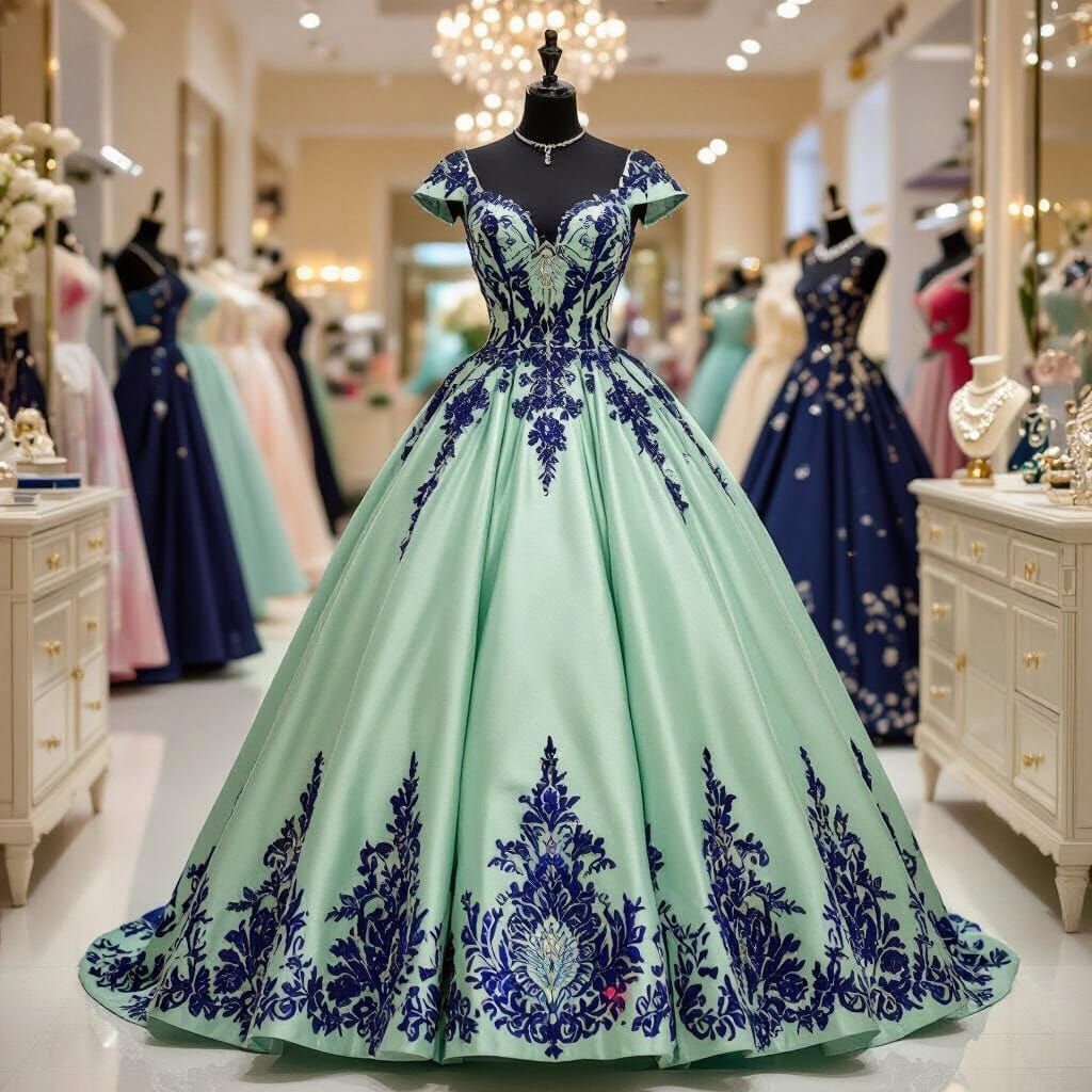 Flamboyant Light Green Ballgown in Chic Boutique