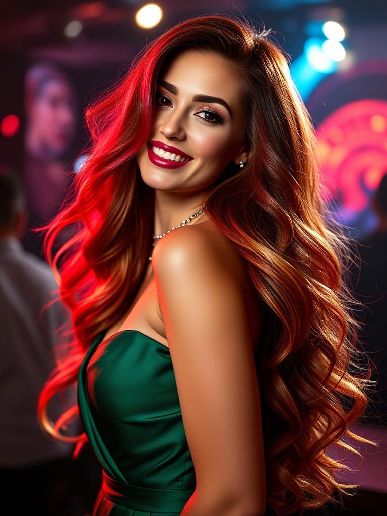 Glamorous Woman with Lustrous Wavy Hair