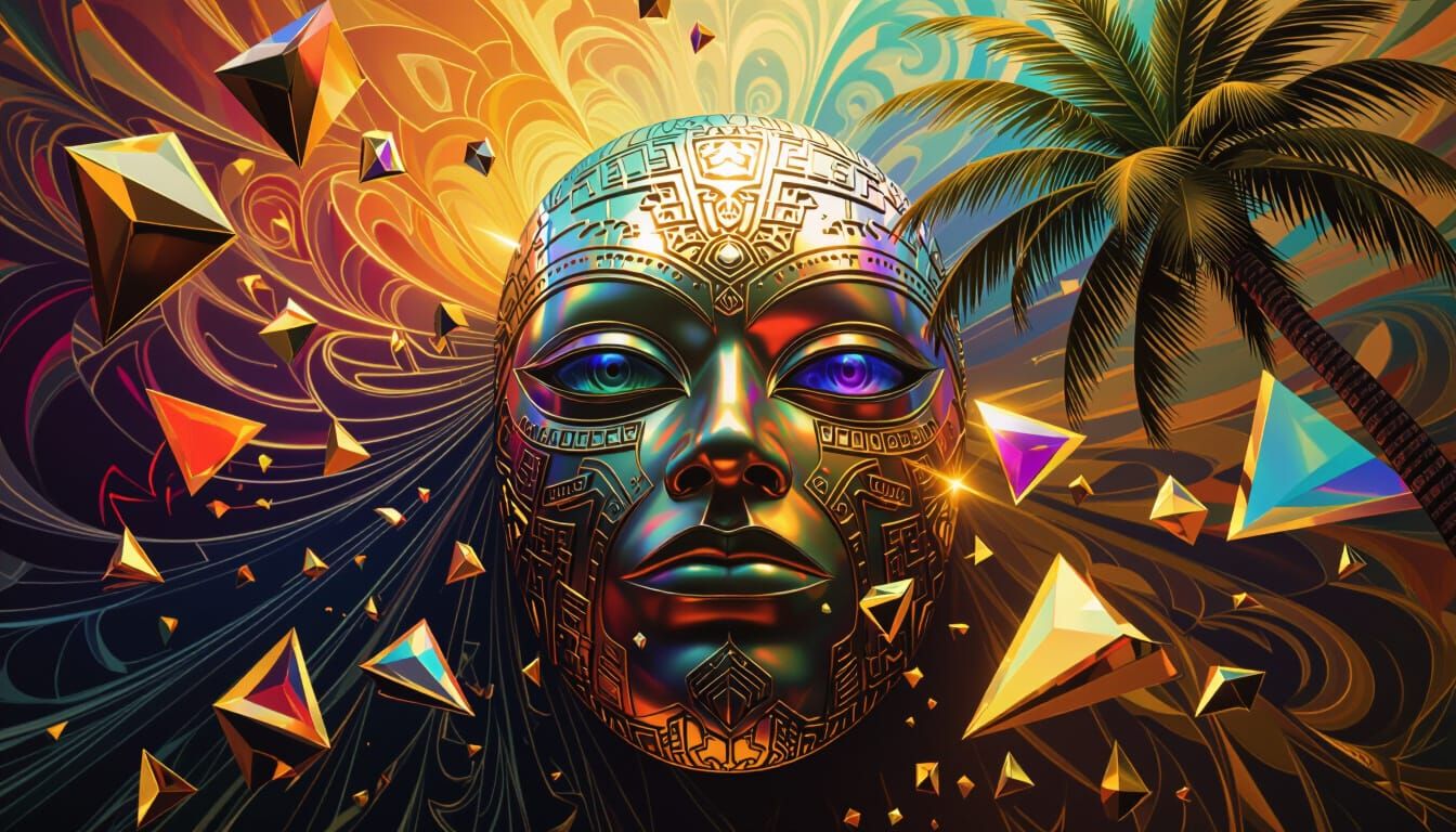 Inca Mask of Fractals and Molten Gold