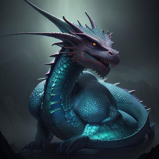 Stained Glass Dragon in Mystical Atmosphere