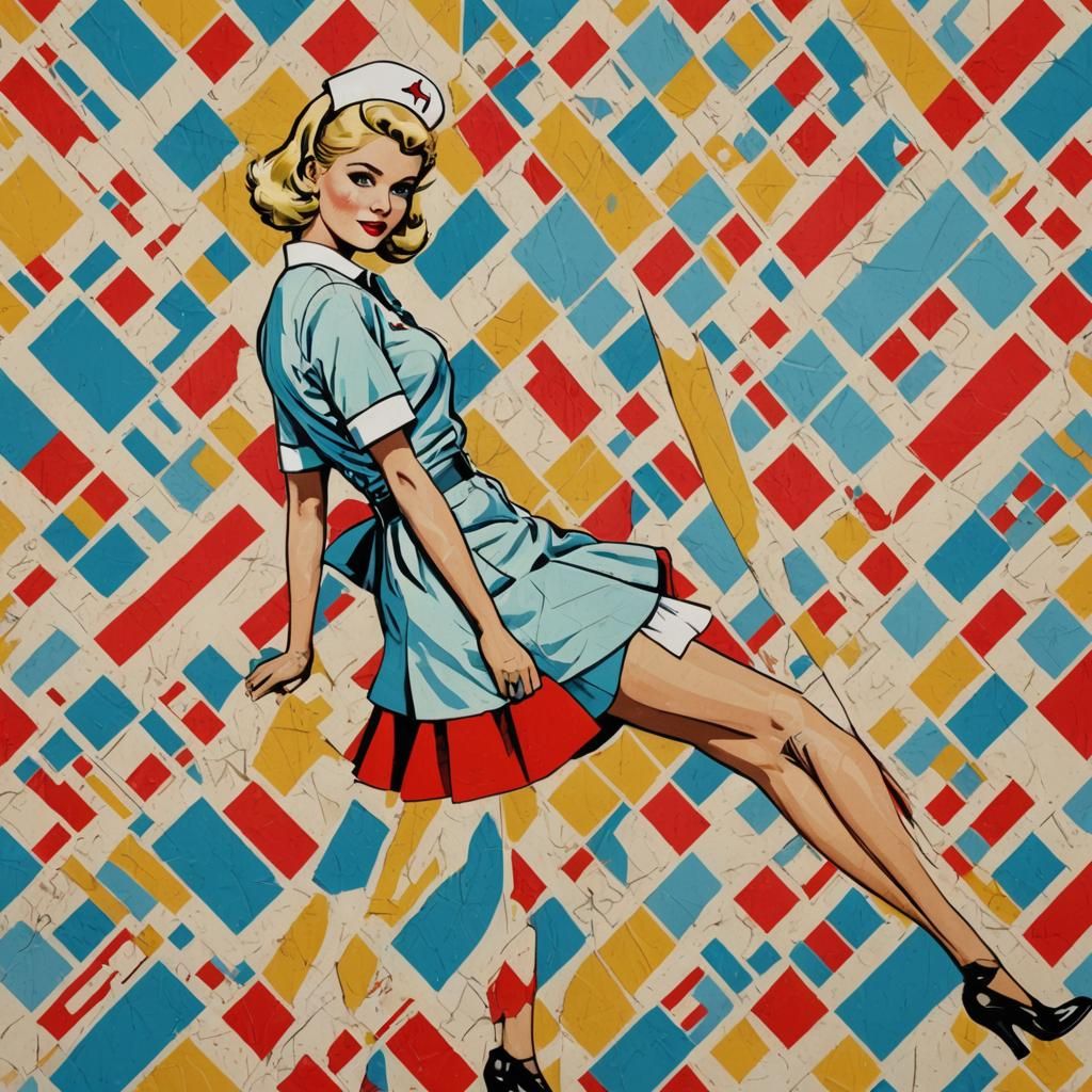 Sixties Nurse in Pop Art Screen Print Style