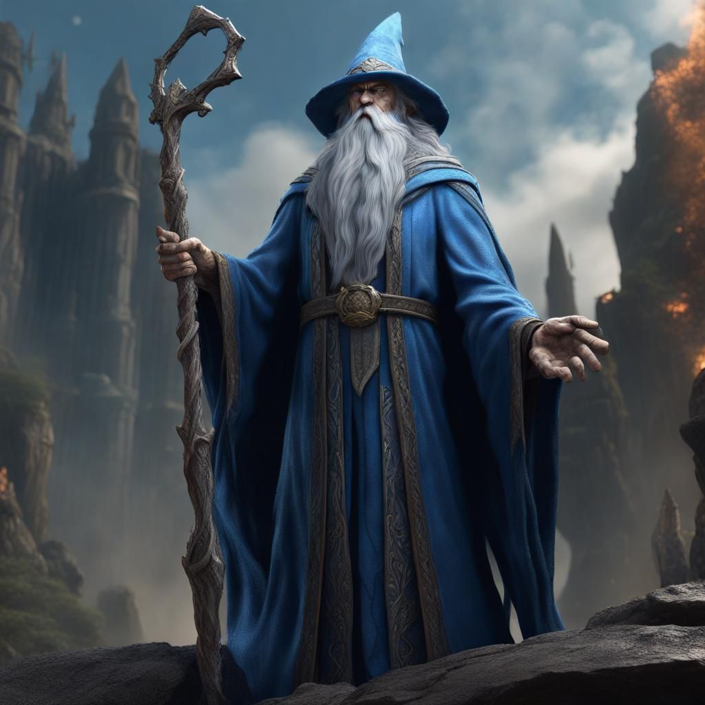 Elf Wizard with Raised Fist, Fantasy Concept Art