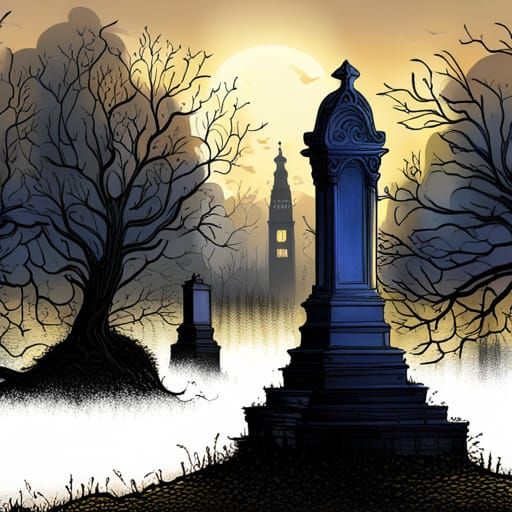 Ethereal Fog Highlights Haunted Graveyard in Dark Academia S...