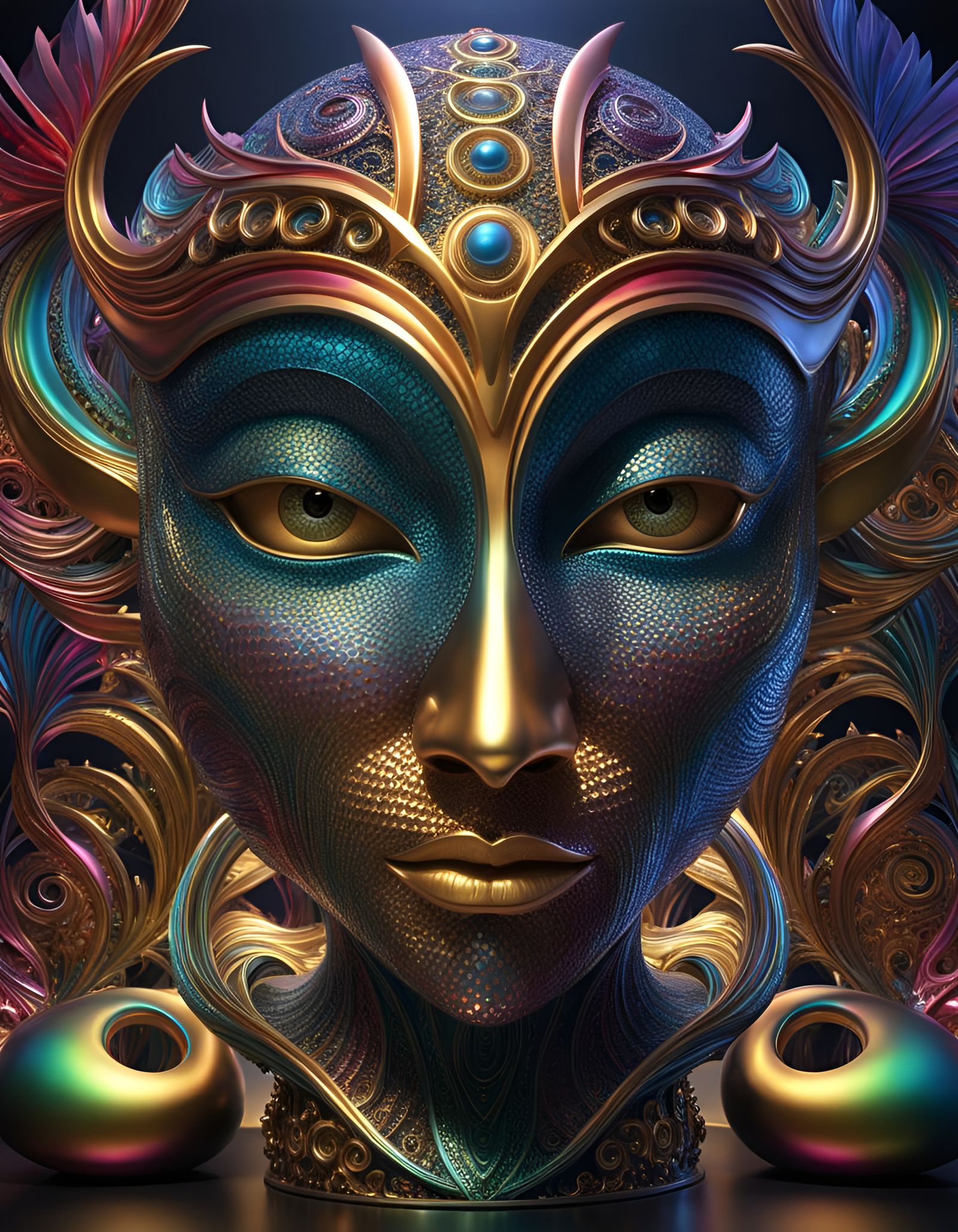 Metallic Sculpture Art in a Fantasy Setting