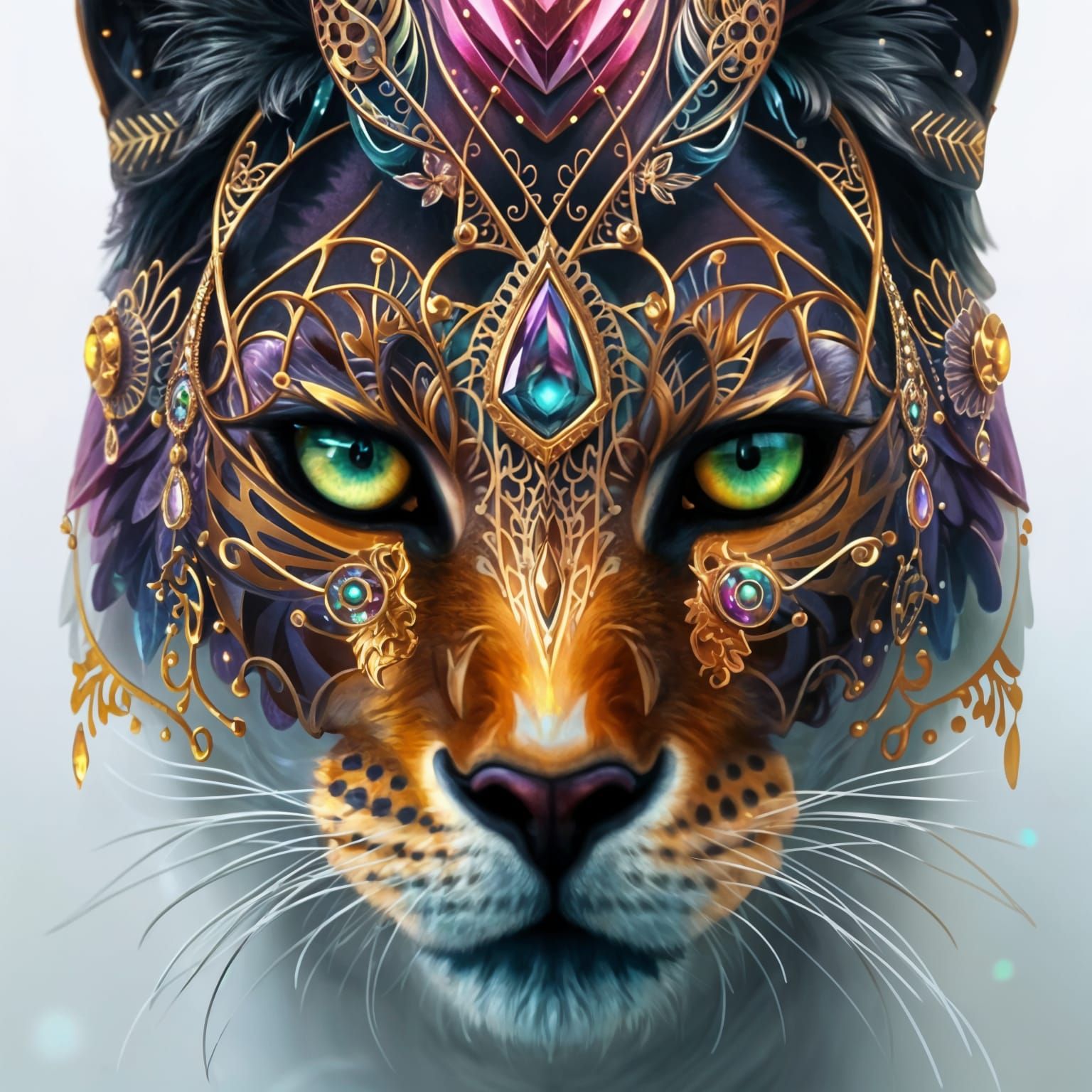 Ornate Fractal Cat with Dramatic Lighting