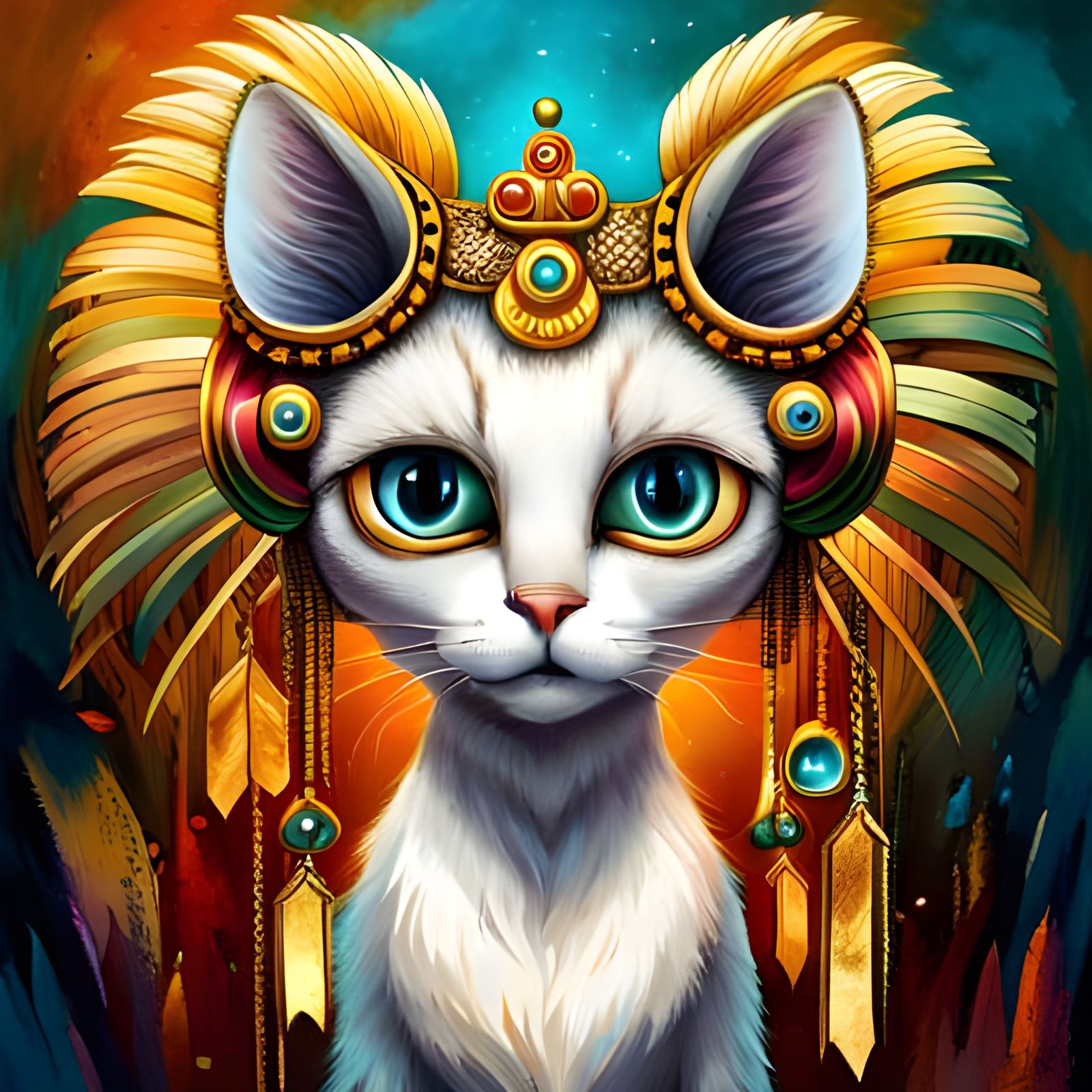 Cat Pharaoh Portrait in Digital Art Style