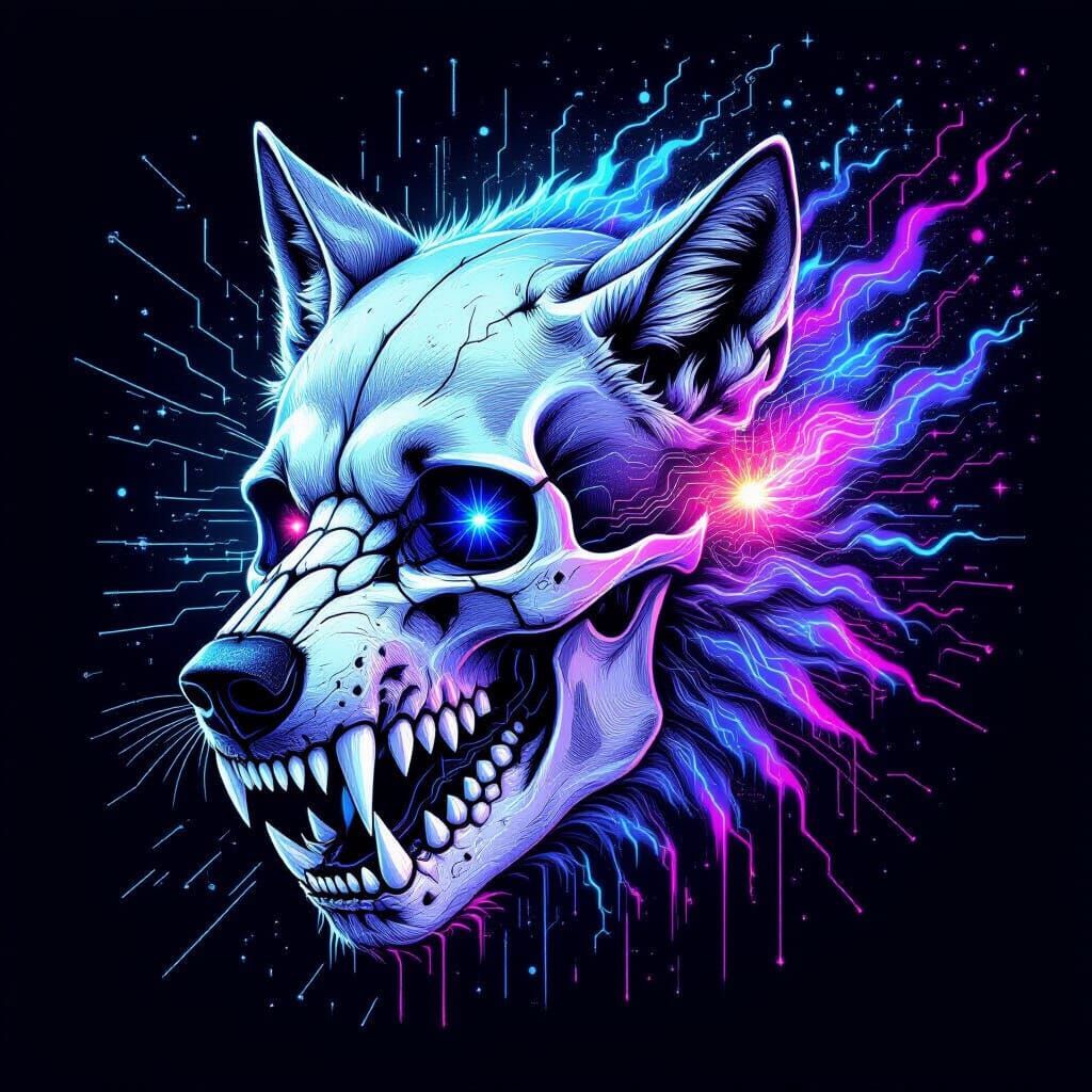 Wolf Skull Evolves into Cosmic Beast Sketch