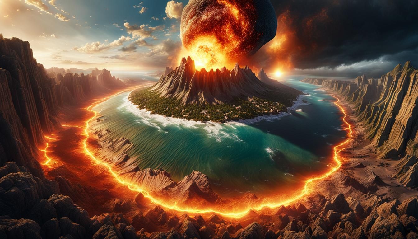 Cretaceous Meteor Impact: Apocalyptic Digital Painting