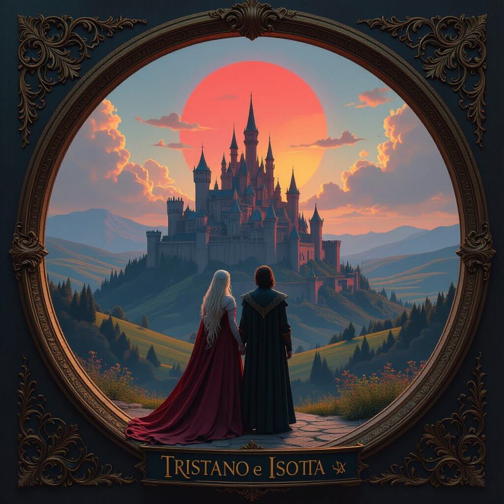 Tristan and Isolde in Fantasy Castle Scene