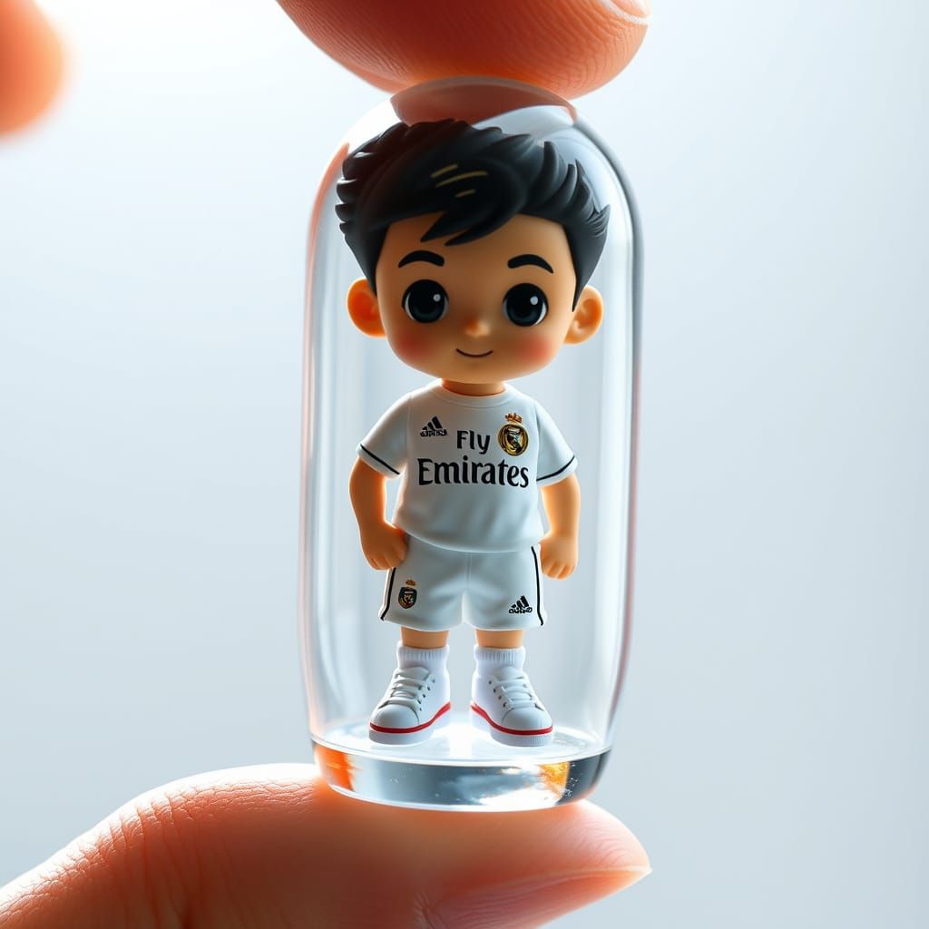 Glass Gashapon Capsule Holding Chibi Vinicius Jr in Vibrant ...