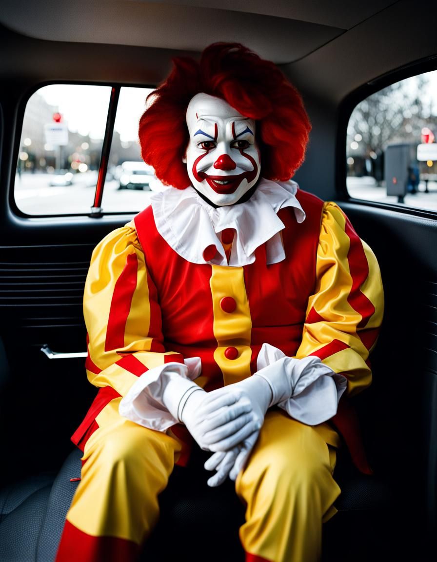 Ronald McDonald Arrested in Police Car