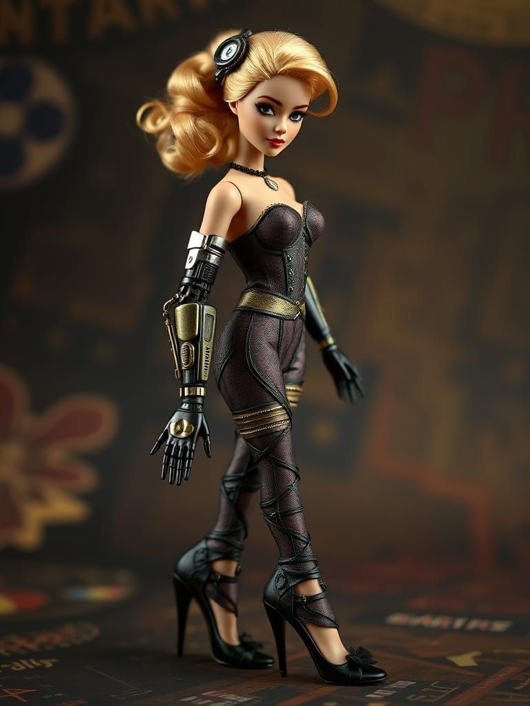 Steampunk Barbie with Cybernetic Arm and Heeled Shoes