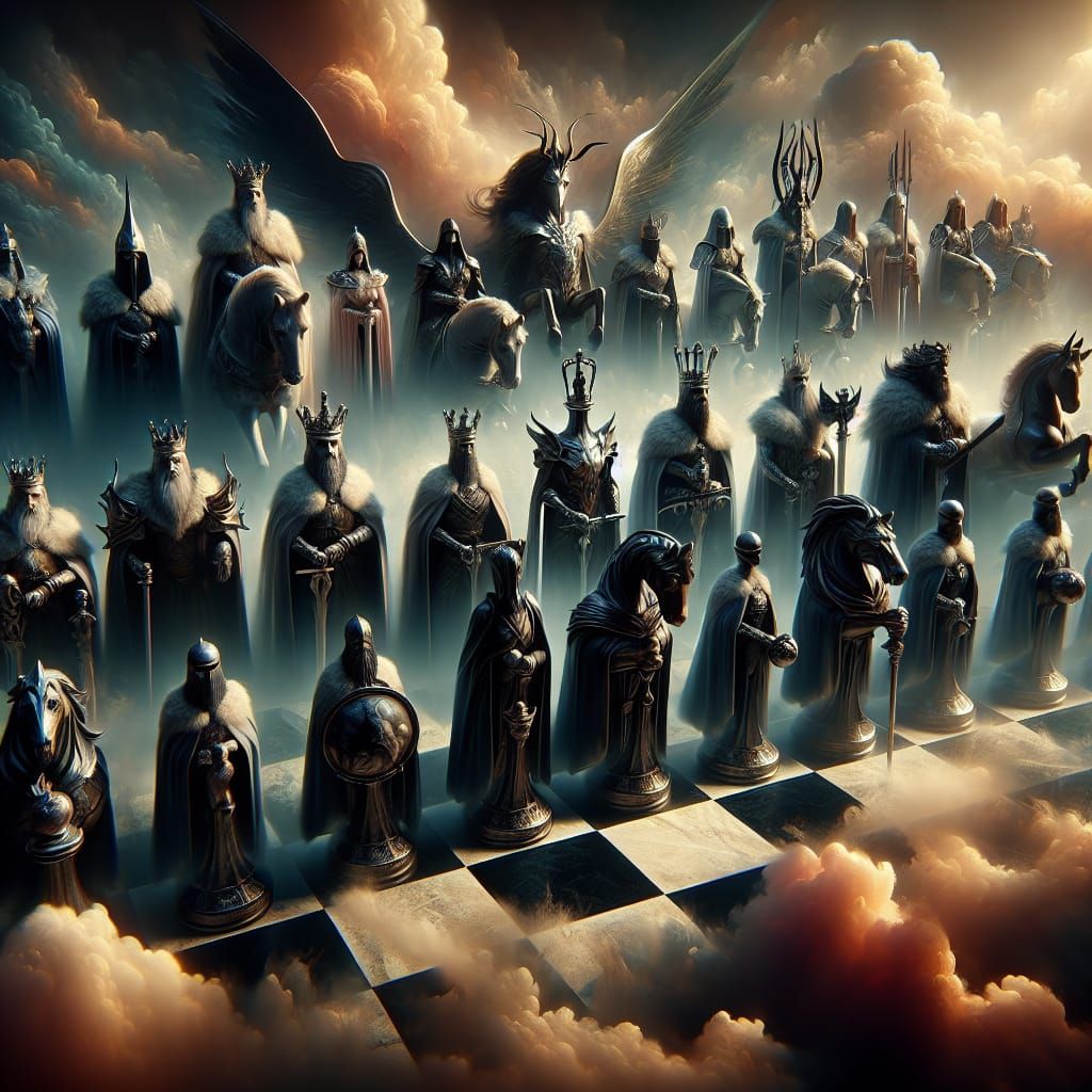 Mythical Medieval Chess Game as Digital Matte Painting
