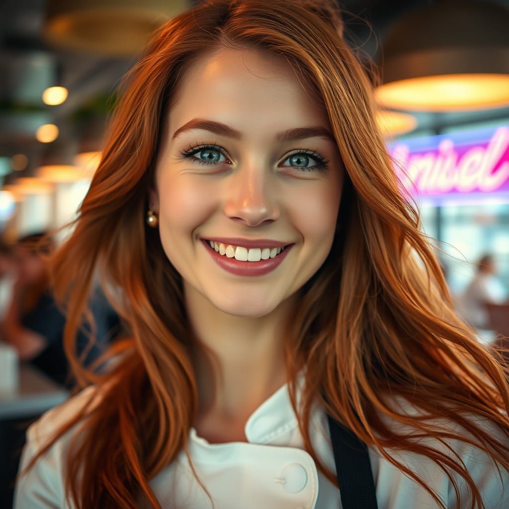 Auburn-Haired Chef's Cinematic Portrait