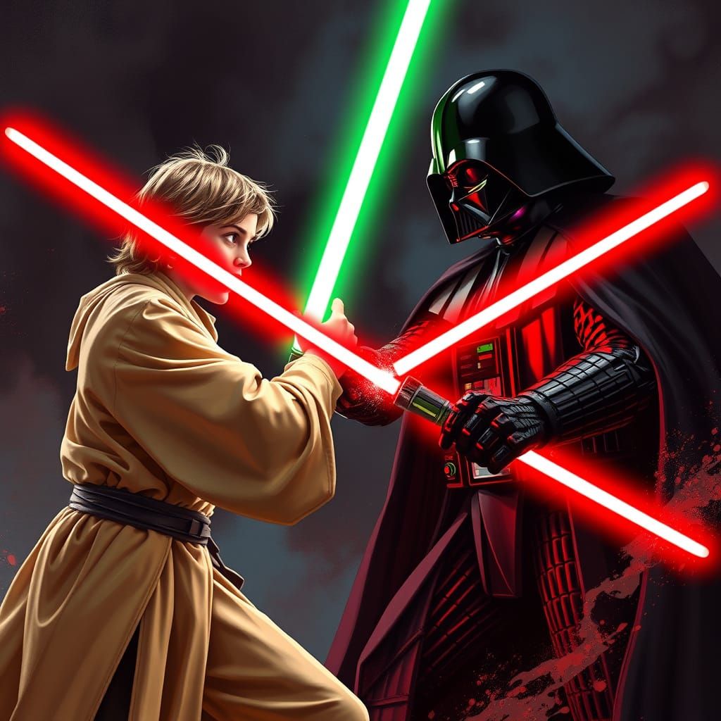 Galactic Showdown in Cyberpunk Hues