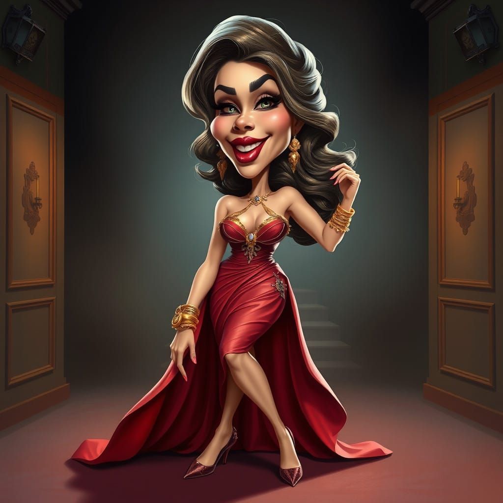 Sassy Goddess in Lavish Attire, Rendered in Impasto Oil Pain...