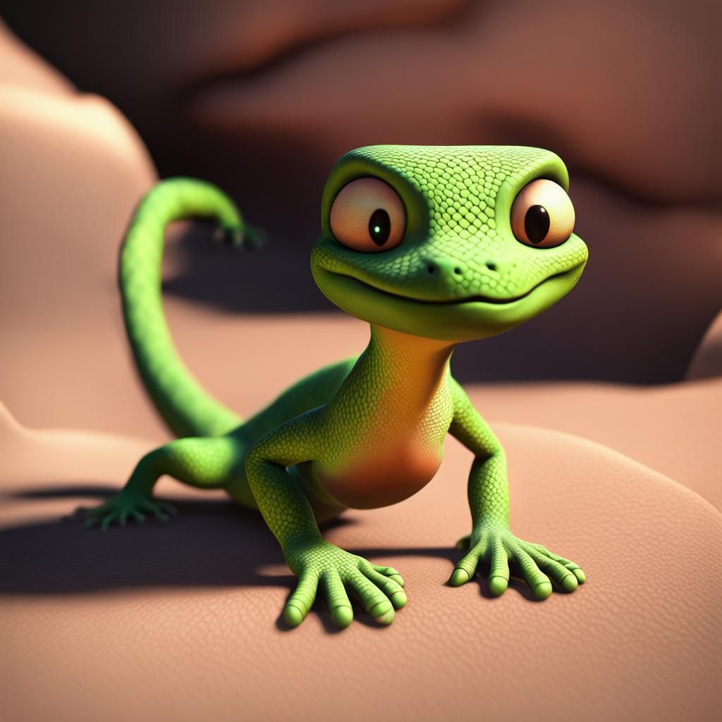 3D Render of Gex Gecko with Advanced Shading