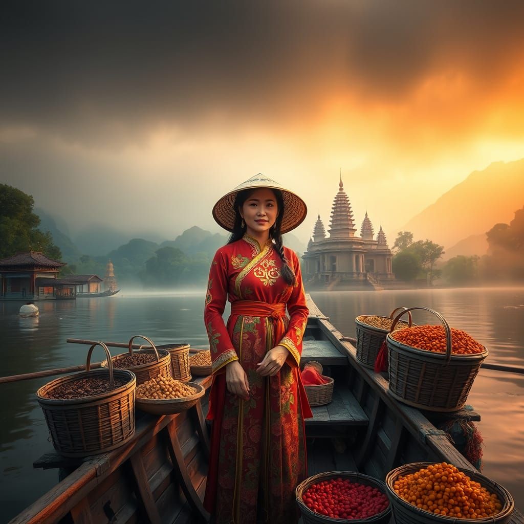 Traditional Vietnamese Goddess of Spices and Silks
