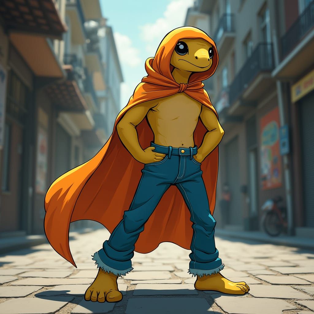 Alien Superhero Stands Proud in Vibrant Digital Painting