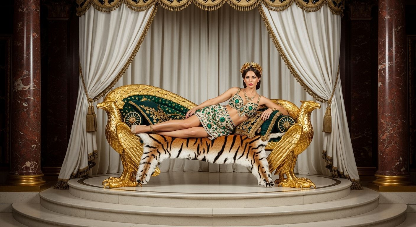 Opulent Roman Empress in Throne Room
