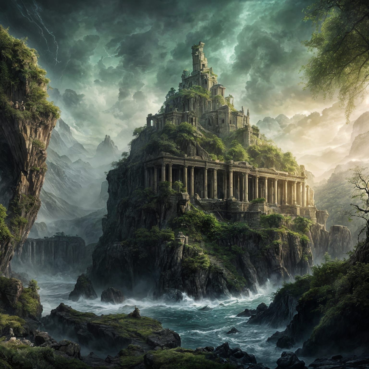 Cursed Elven Ruins Above Stormy Sea