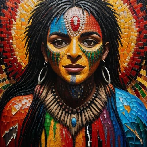 Mosaic Patchwork in Neo-Impressionist Oil Painting Style