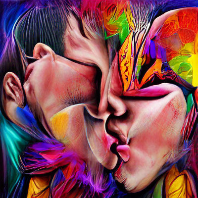 Passionate Kiss Captured in Vibrant Colors
