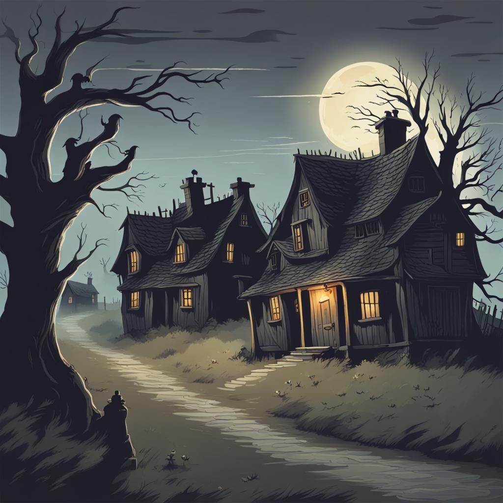 Haunted Village with Ghosts