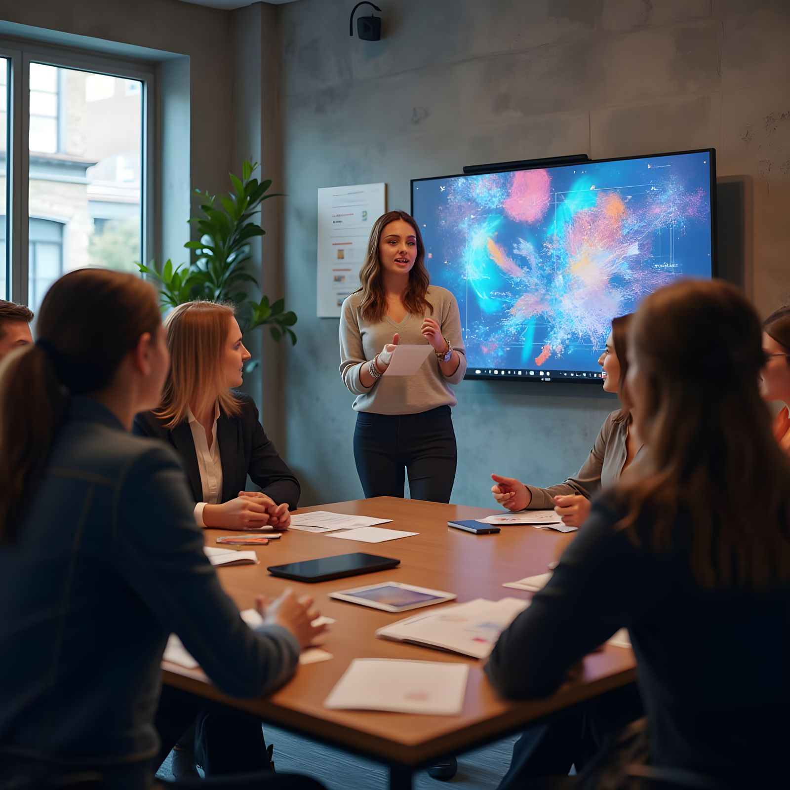 Diverse Professionals Collaborate in Modern Loft Office