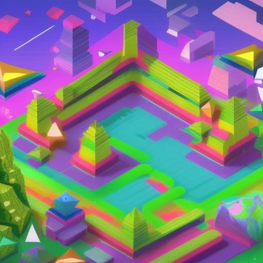 Fantasy Landscape in 90's CGI Art Style