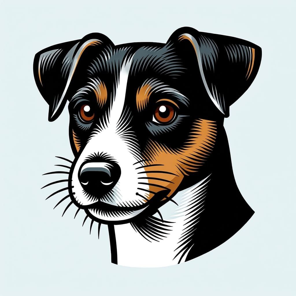Minimalist Line Art Jack Russell Terrier Black and White