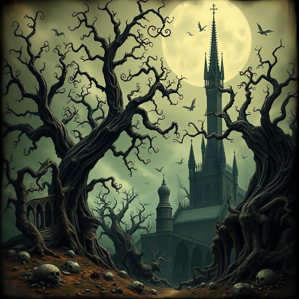 Surreal Gothic Dreamscape in Muted Colors