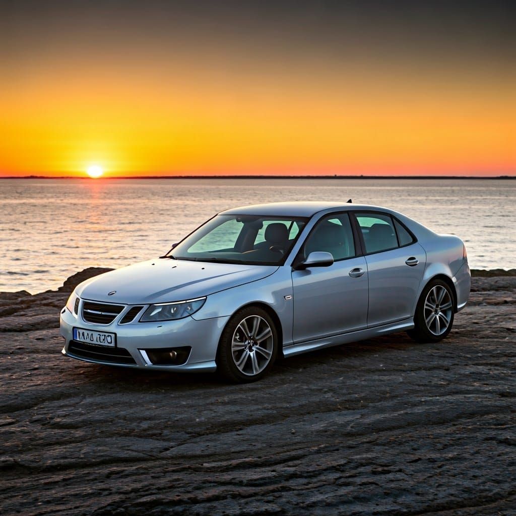 SAAB 9-5 Aero at Sunset Cliff's Edge